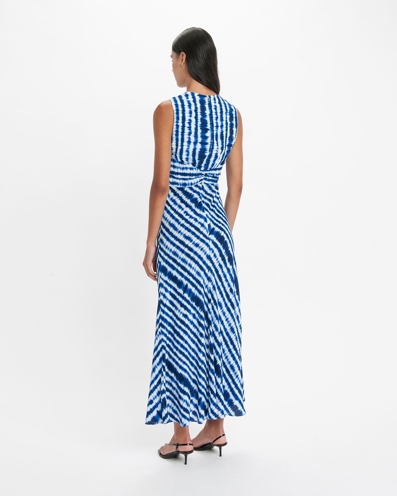 Dresses  | Tie Dye Twist Detail Midi Dress | 776 Indigo