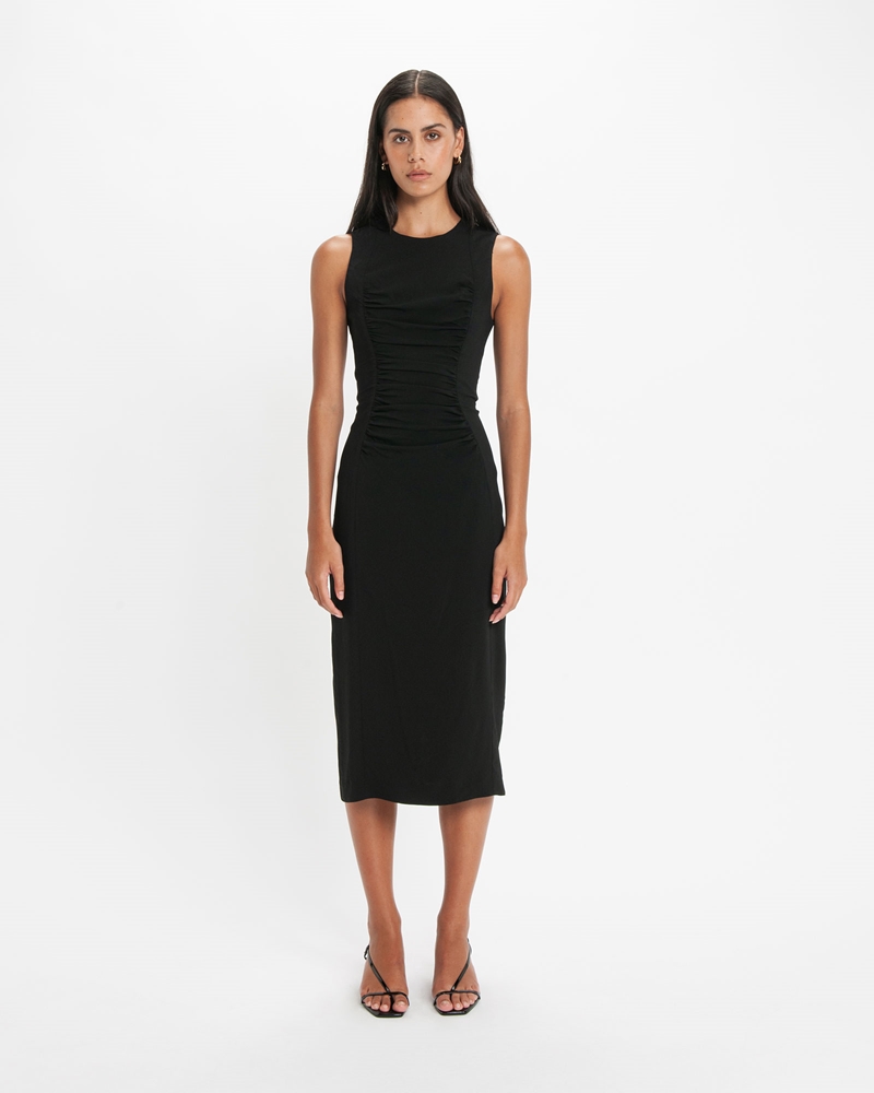 Dresses | Sleeveless Ruched Panel Pencil Dress | 990 Black
