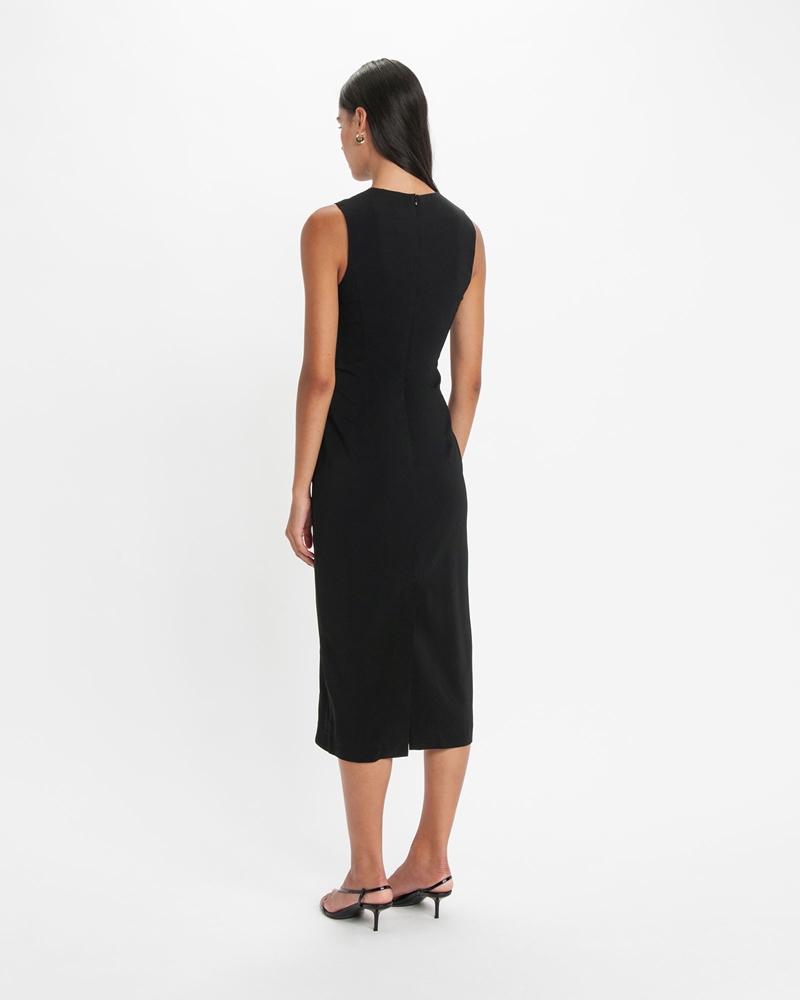 Dresses  | Sleeveless Ruched Panel Pencil Dress | 990 Black