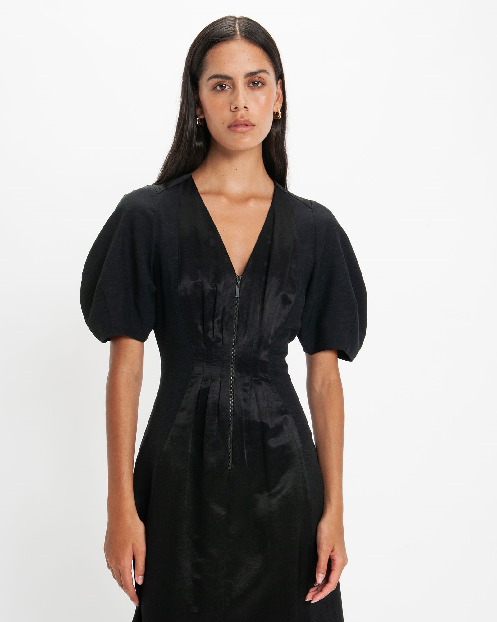 Sale  | Zip Front Midi Dress | 990 Black