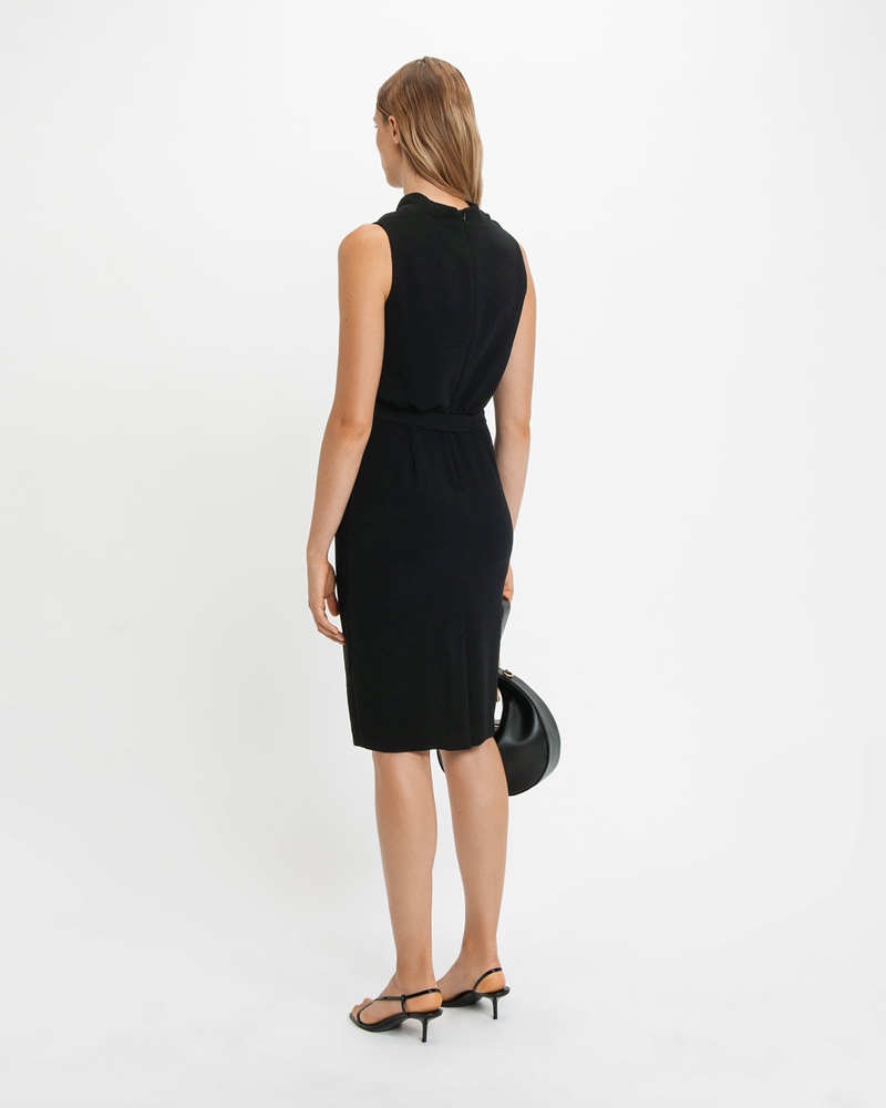 Dresses  | Belted Column Dress | 990 Black