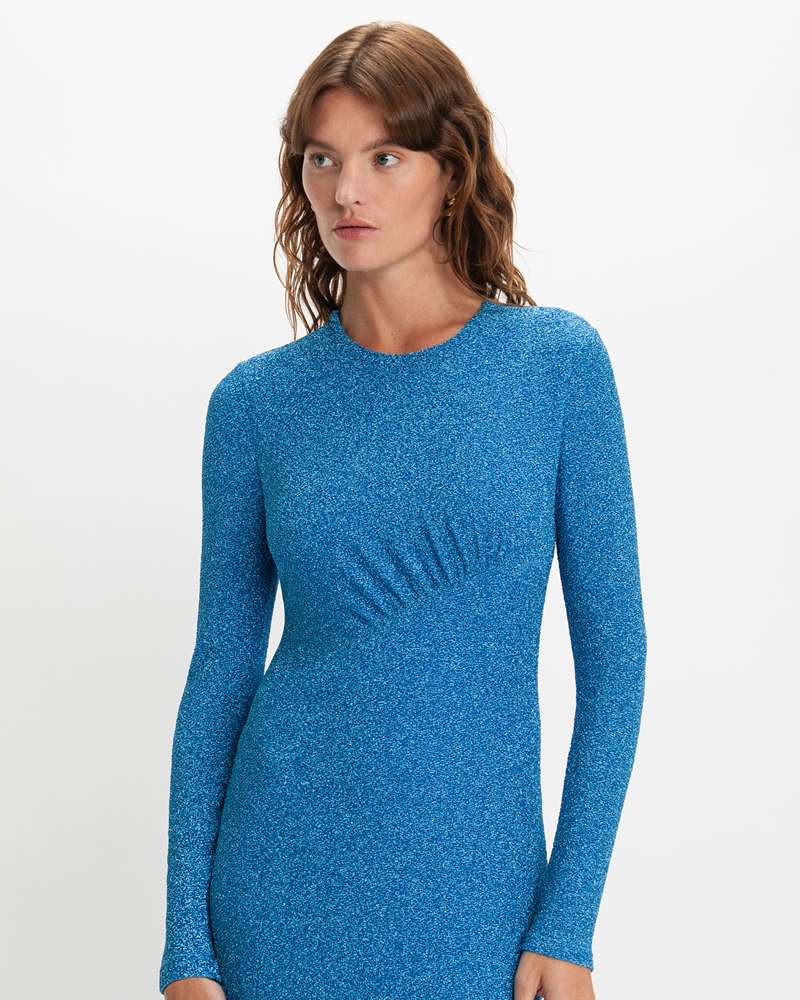 Dresses | Back Detail Lurex Dress | 721 Blue Jewel