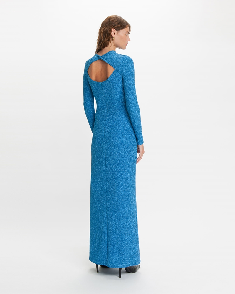 Dresses  | Back Detail Lurex Dress | 721 Blue Jewel