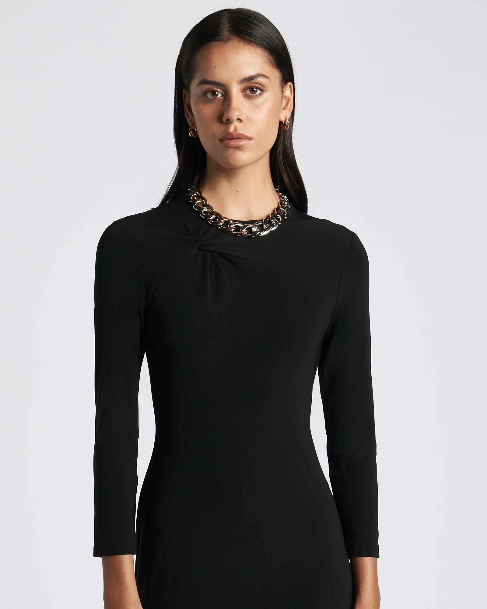 Dresses  | Knot Detail Midi Dress | 990 Black
