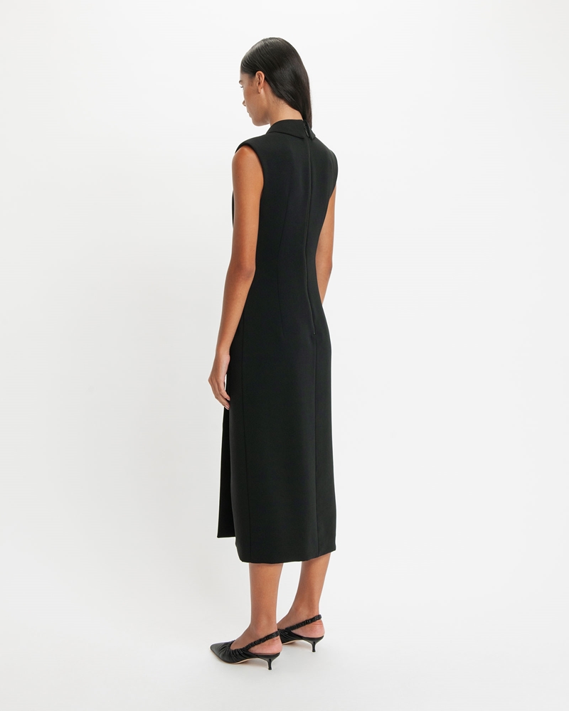 Wear to Work  | Recycled Twill Tailored Midi Dress | 990 Black