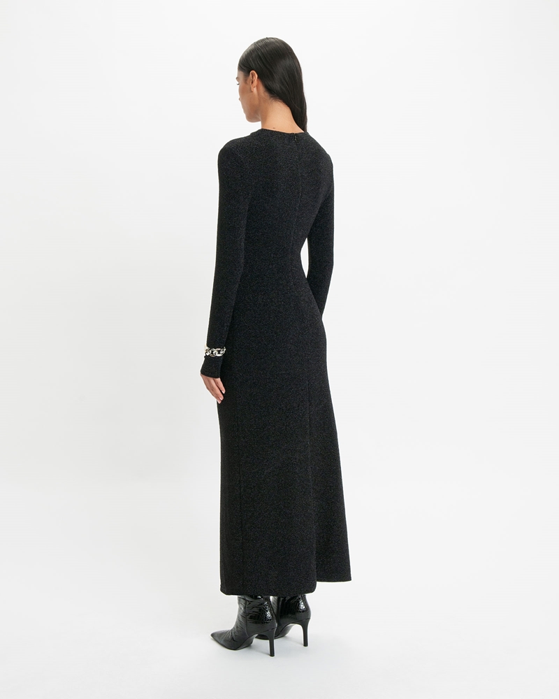 Dresses  | Cut Out Lurex Midi Dress | 990 Black