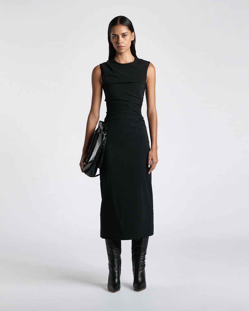 Dresses | Viscose Stretch Sleeveless Midi Dress | 990 Black