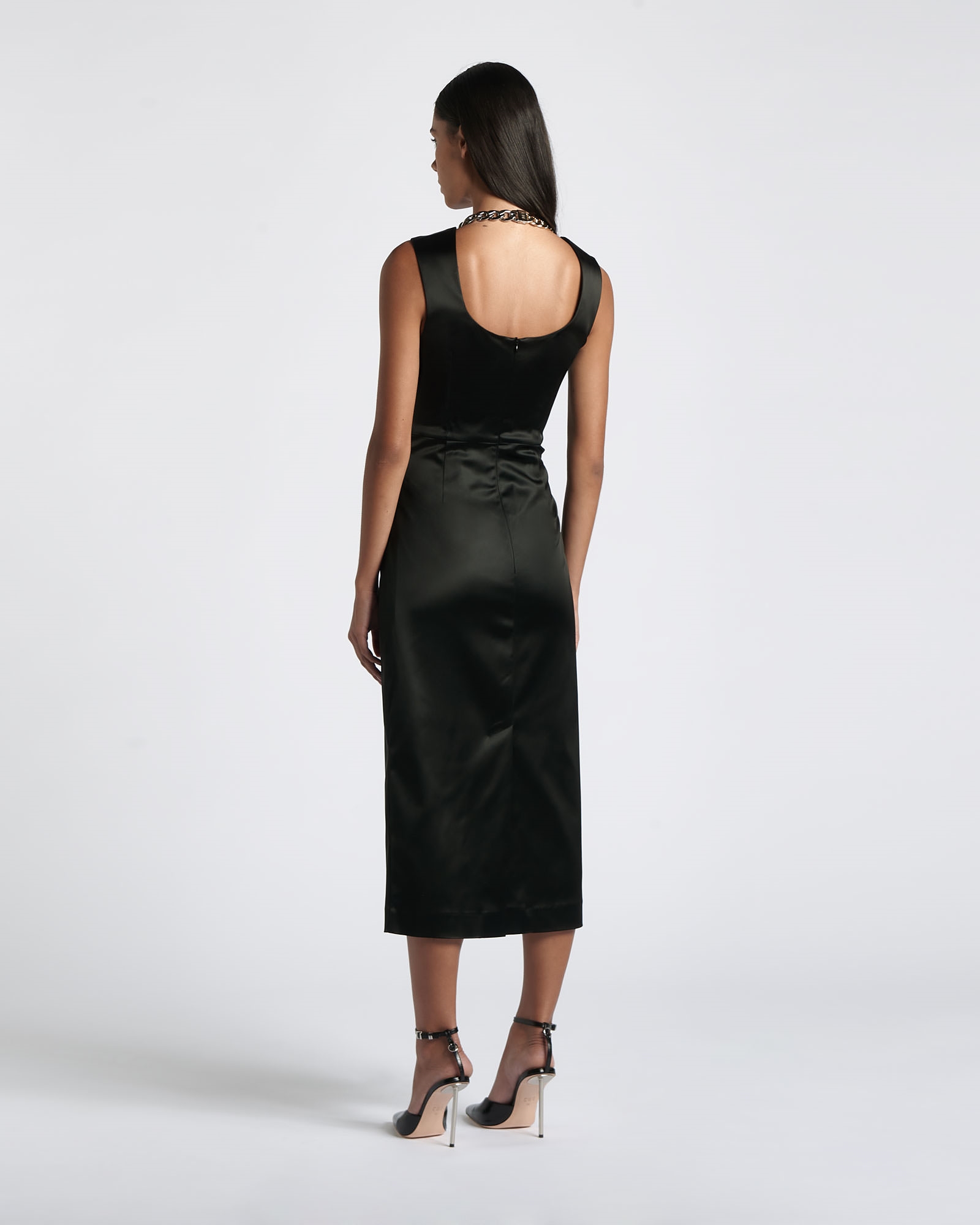 Dresses | Pleat Detail Midi Dress | 990 Black