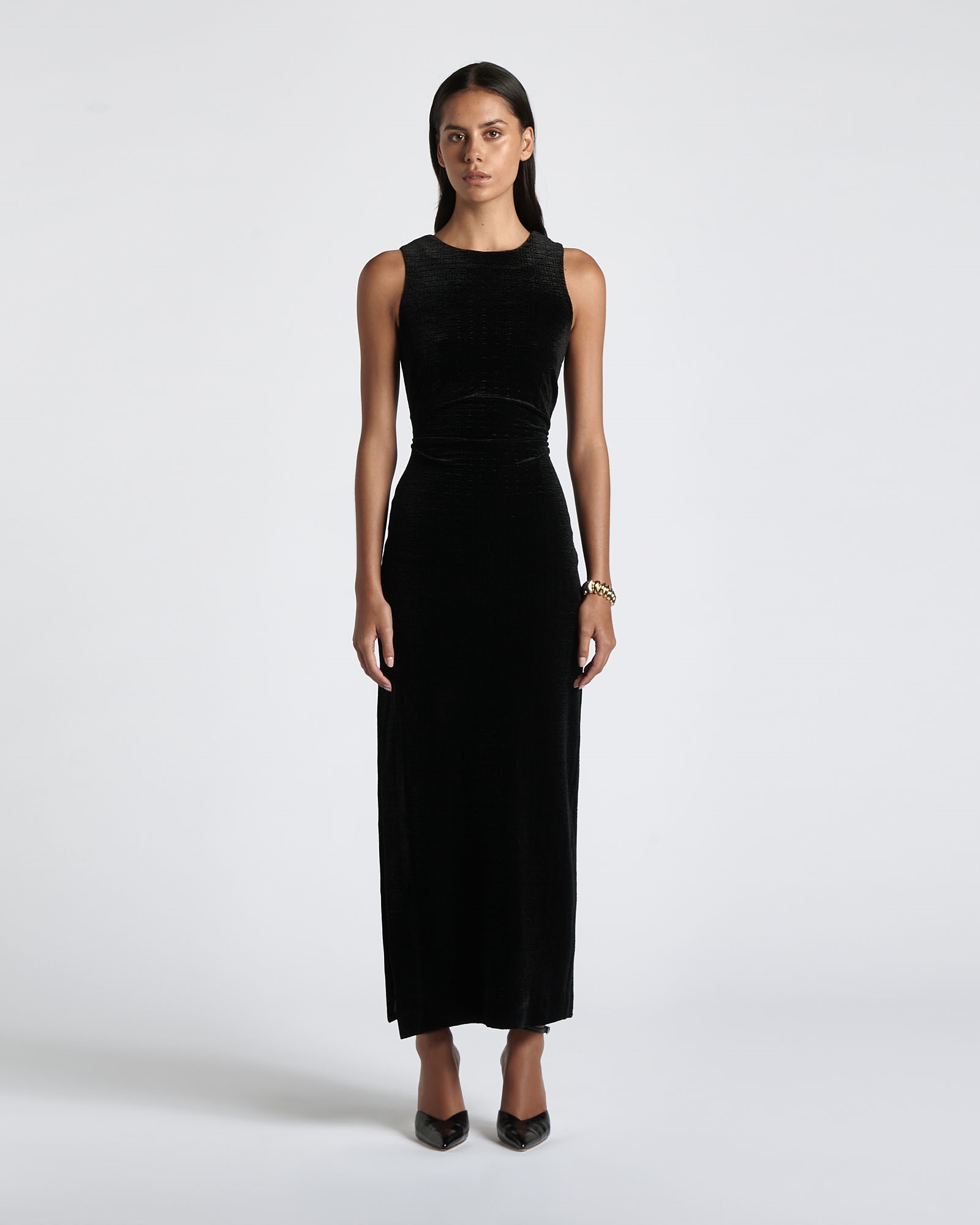 New Arrivals | Velvet Column Maxi Dress | 990 Black