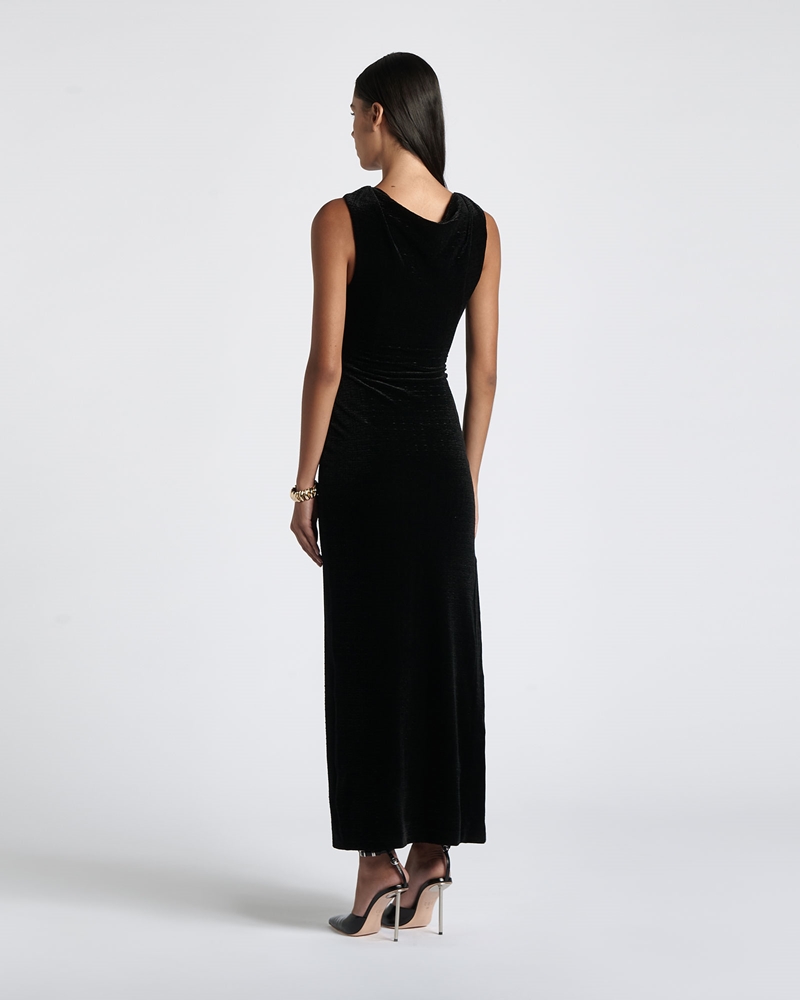 Occasionwear  | Velvet Column Maxi Dress | 990 Black