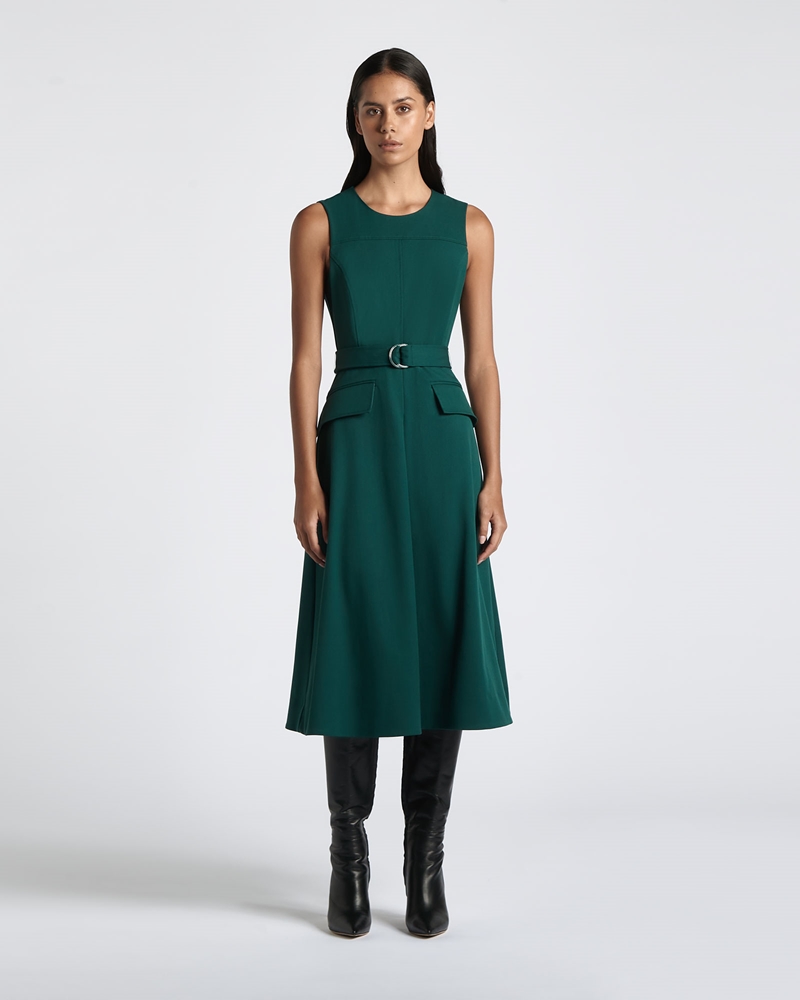 Dresses | Eco Twill Belted A-Line Dress | 332 Forest
