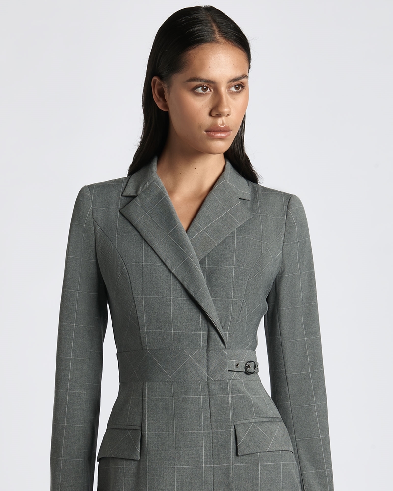 Wear to Work | Buckle Detail Blazer Dress | 930 Grey Melange