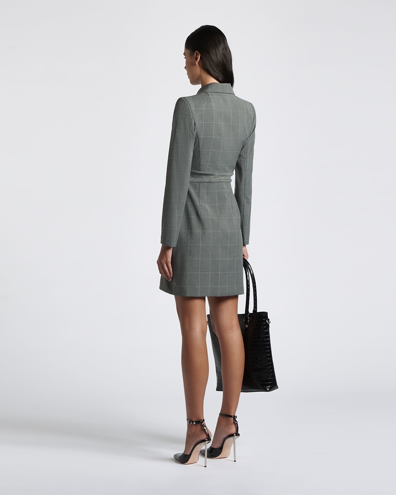 Wear to Work  | Buckle Detail Blazer Dress | 930 Grey Melange