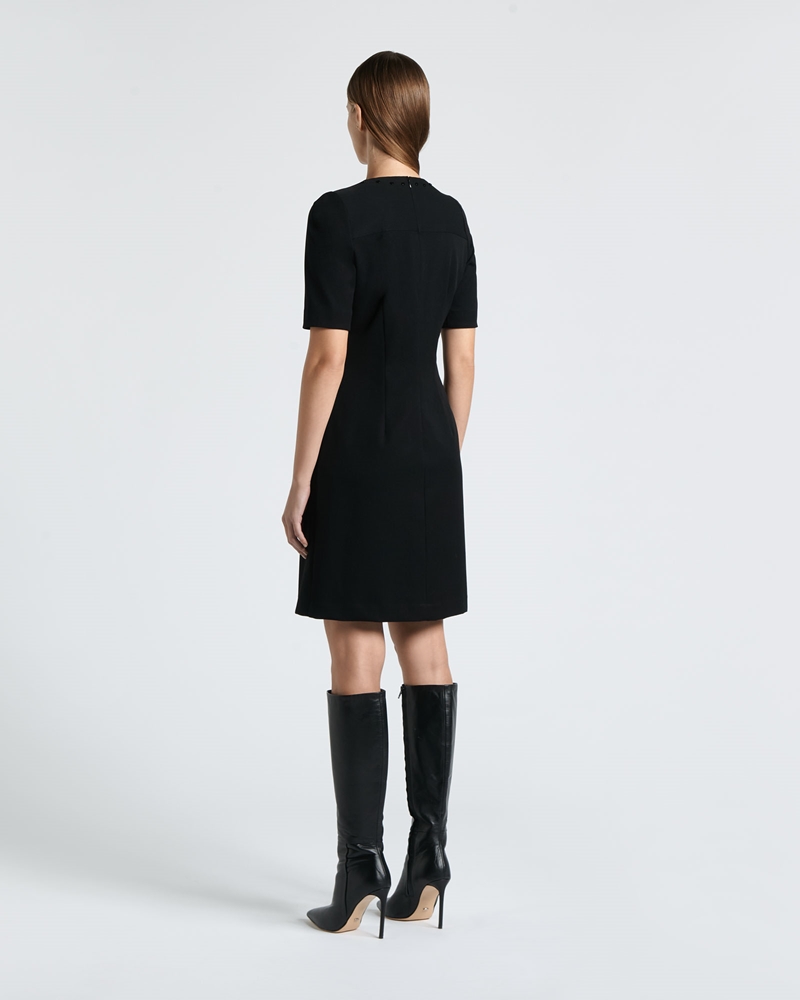 Dresses  | Eco Twill Rivet Detail Shift Dress | 990 Black