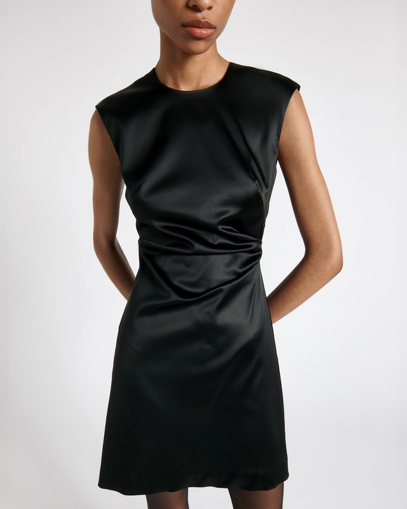 New Arrivals | Stretch Satin Mini Dress | 990 Black