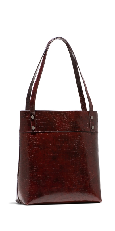 burgundy tote bag