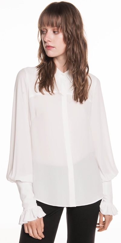 Georgette Gathered Sleeve Shirt | Buy Shirts Online - Cue