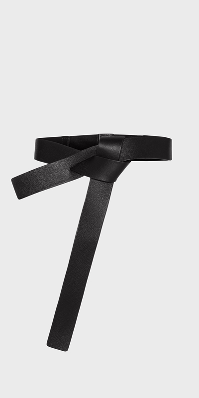 Accessories | Black Leather Twist Front Belt | 990 Black