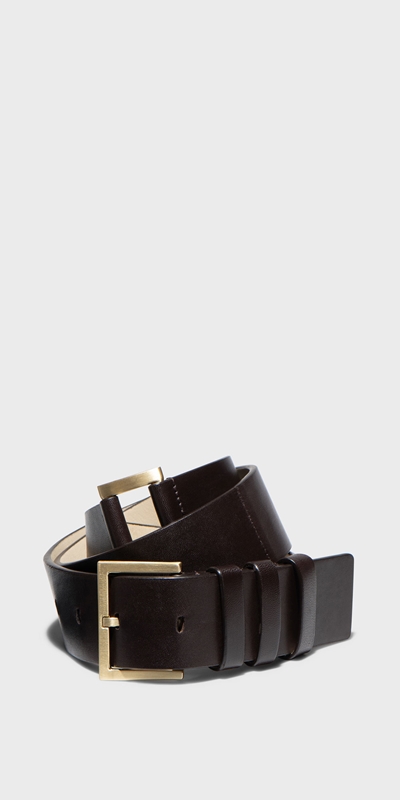 Accessories | Leather Double Buckle Belt | 890 Black/Chocolate