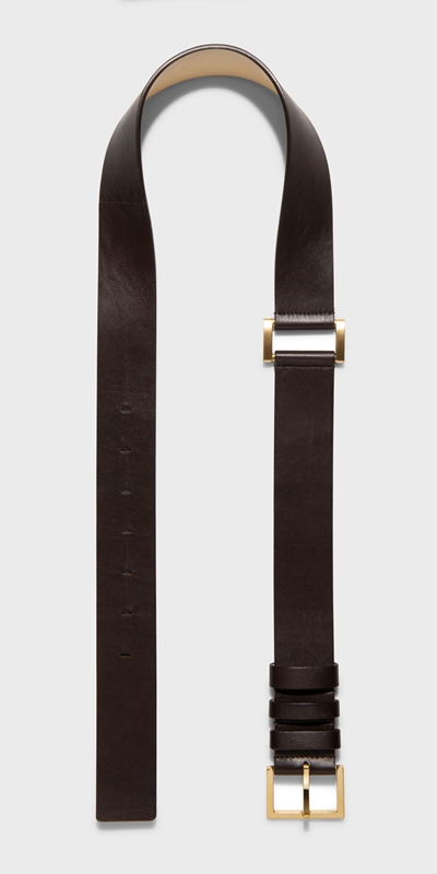 Cue Cares - Sustainable  | Leather Double Buckle Belt | 890 Black/Chocolate