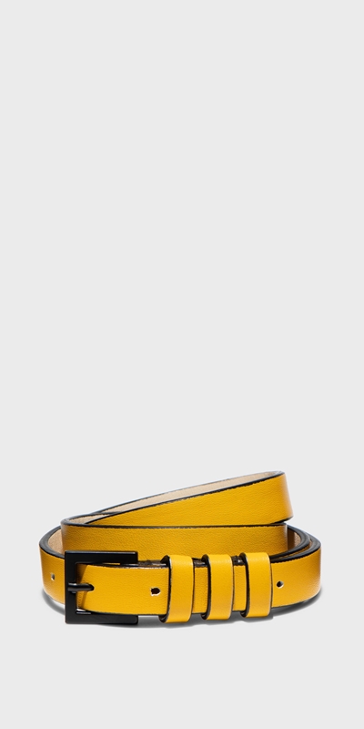 Cue Cares - Sustainable | Narrow Leather Belt | 210 Yellow