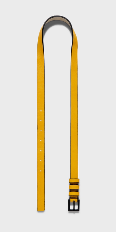 Accessories  | Narrow Leather Belt | 210 Yellow