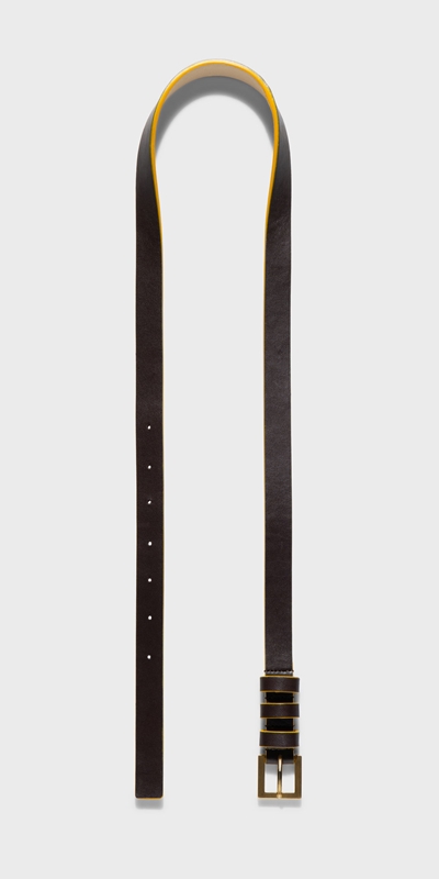 Cue Cares - Sustainable  | Narrow Leather Belt | 890 Black/Chocolate