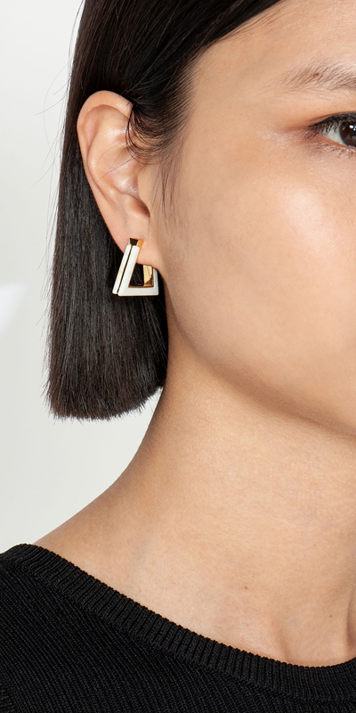 Accessories | Trapeze Huggie Earring | 100 White