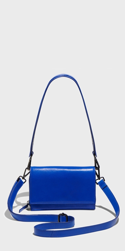 Cue Cares - Sustainable | Accordion Leather Bag | 779 Cobalt