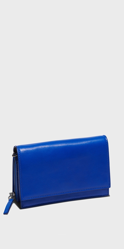 Cue Cares - Sustainable  | Accordion Leather Bag | 779 Cobalt