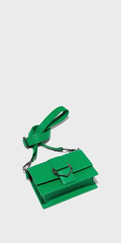 Cue Cares - Sustainable  | Mini Leather Bag | 328 Vibrant Green