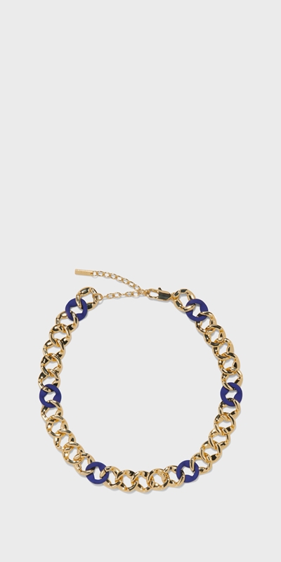 Sale | Coloured Chain Necklace | 710 Blue