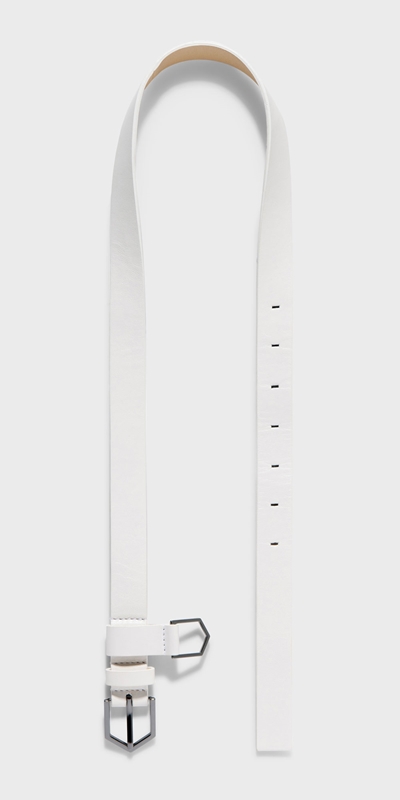 Accessories | Geometric Leather Belt | 103 Ivory