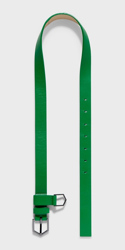 Accessories | Geometric Leather Belt | 328 Vibrant Green
