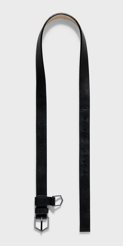 Accessories | Geometric Leather Belt | 990 Black