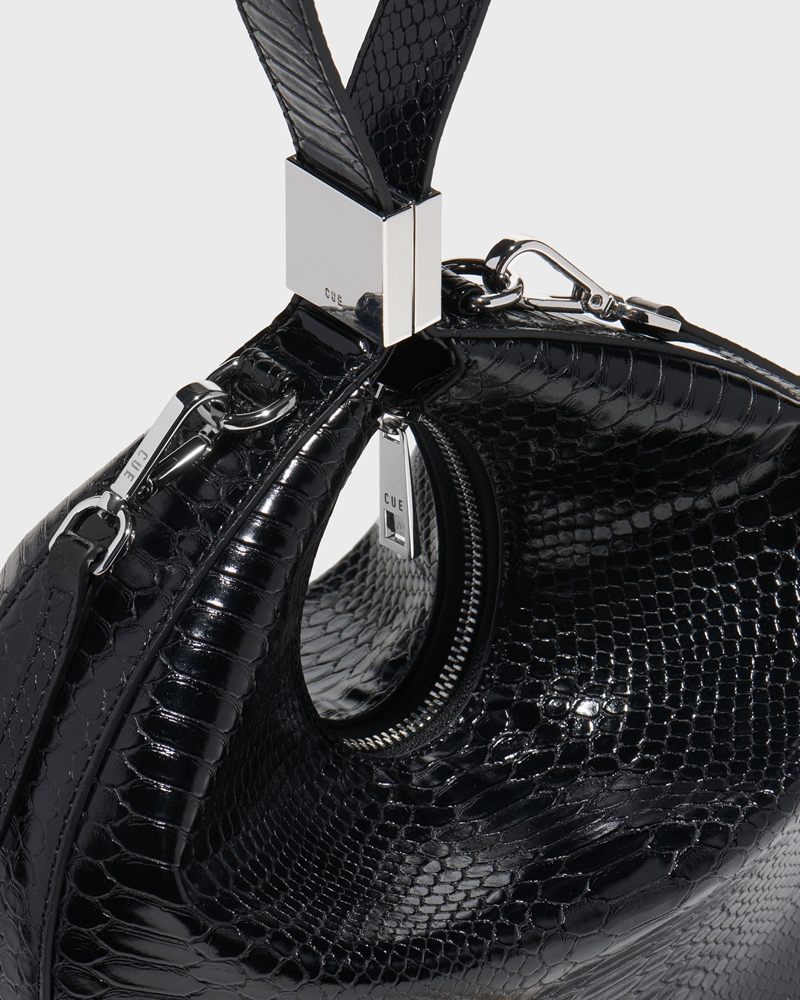 New Arrivals  | Croc Embossed Crescent Bag | 990 Black