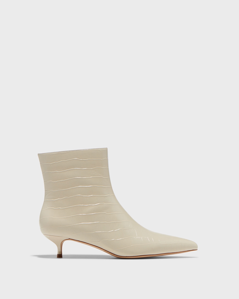 | Cream Croc Embossed Leather Boot