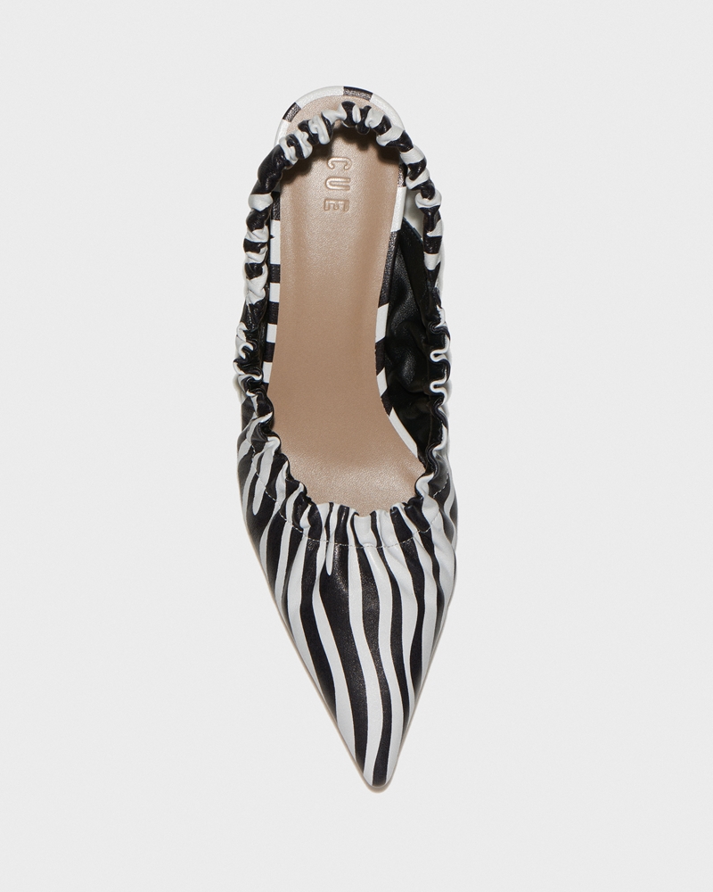 Leather  | Printed Leather Slingback Heel | 988 Black/White