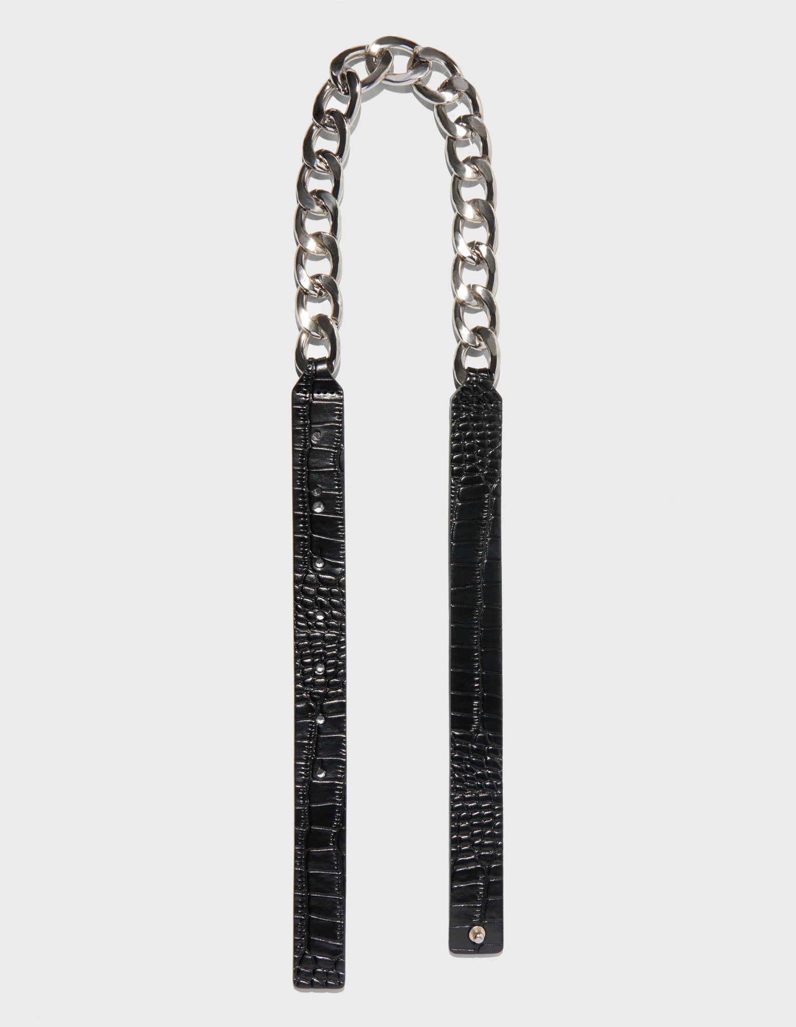 Accessories | Embossed Leather and Chain Belt | 990 Black