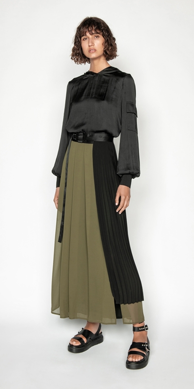 Pleated Georgette Maxi Skirt | Buy Skirts Online - Cue