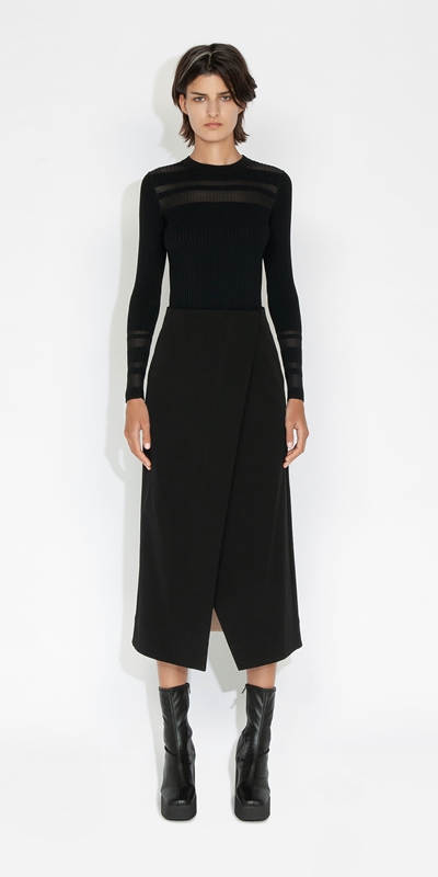 Wear to Work | Eco Twill Wrap Front Skirt | 990 Black