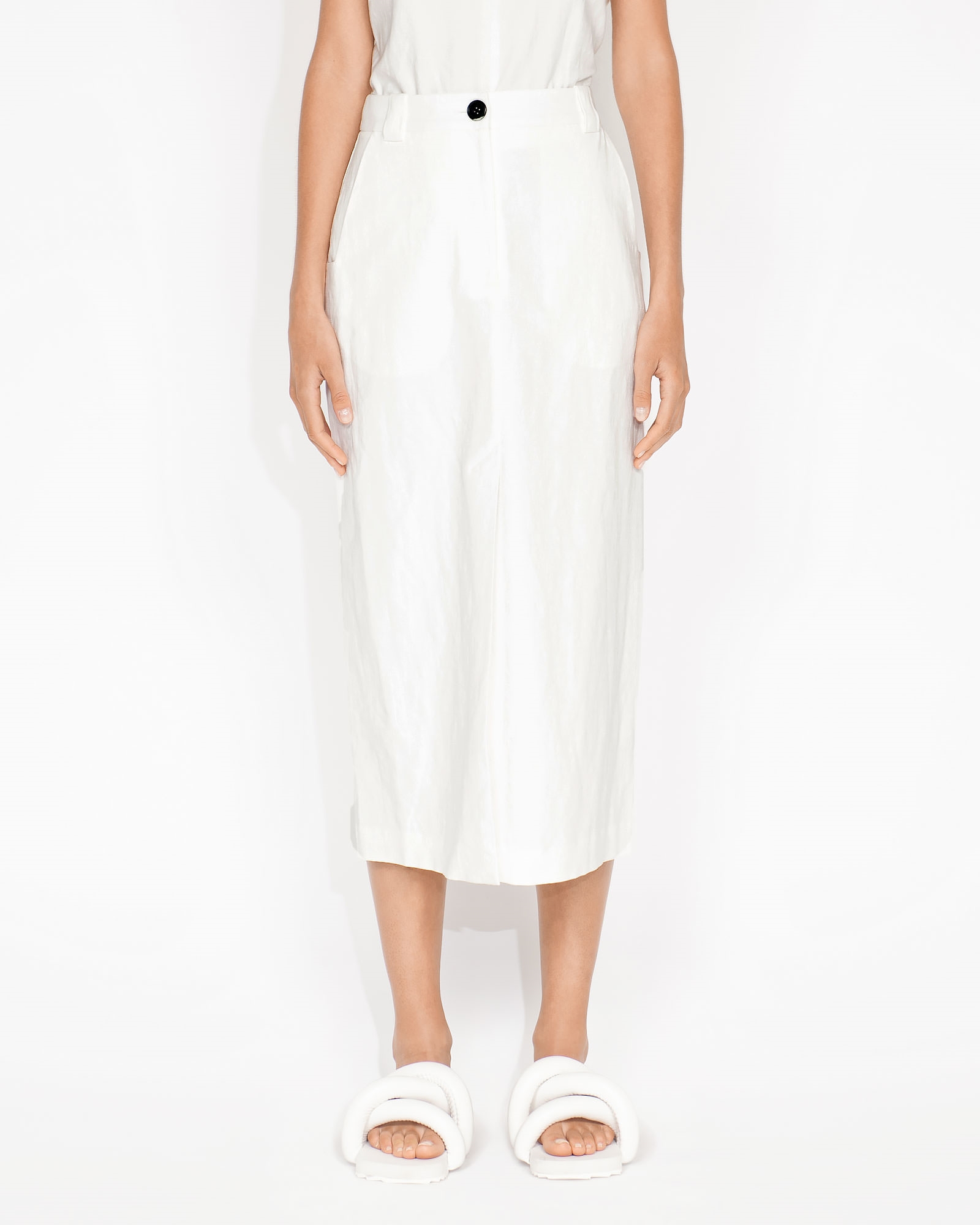 Skirts | Cotton Linen Column Skirt | 110 Off White