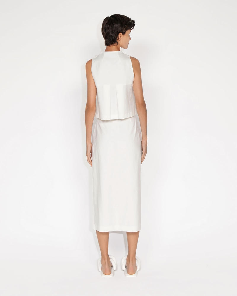 Skirts  | Cotton Linen Column Skirt | 110 Off White