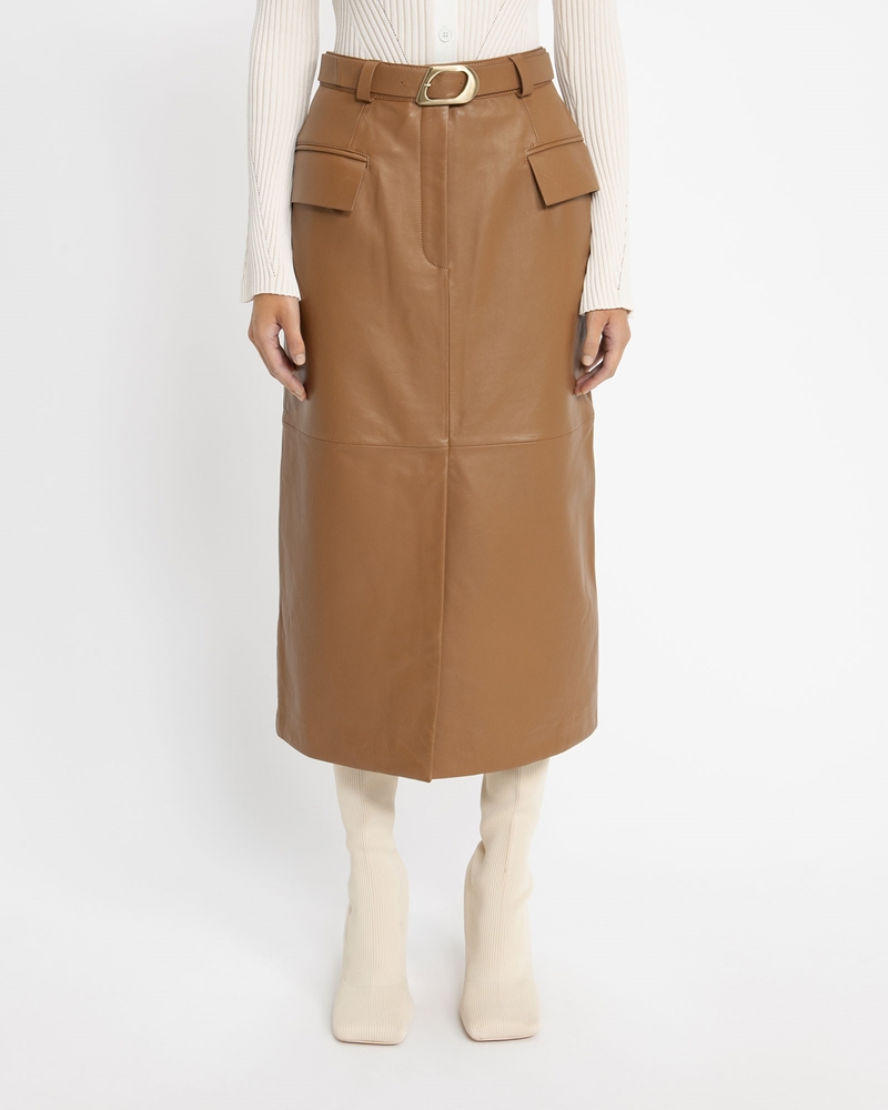 | Leather Midi Skirt