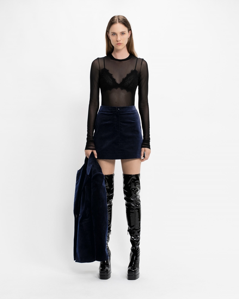 Skirts | Midnight Velvet Mini Skirt | 780 Ink