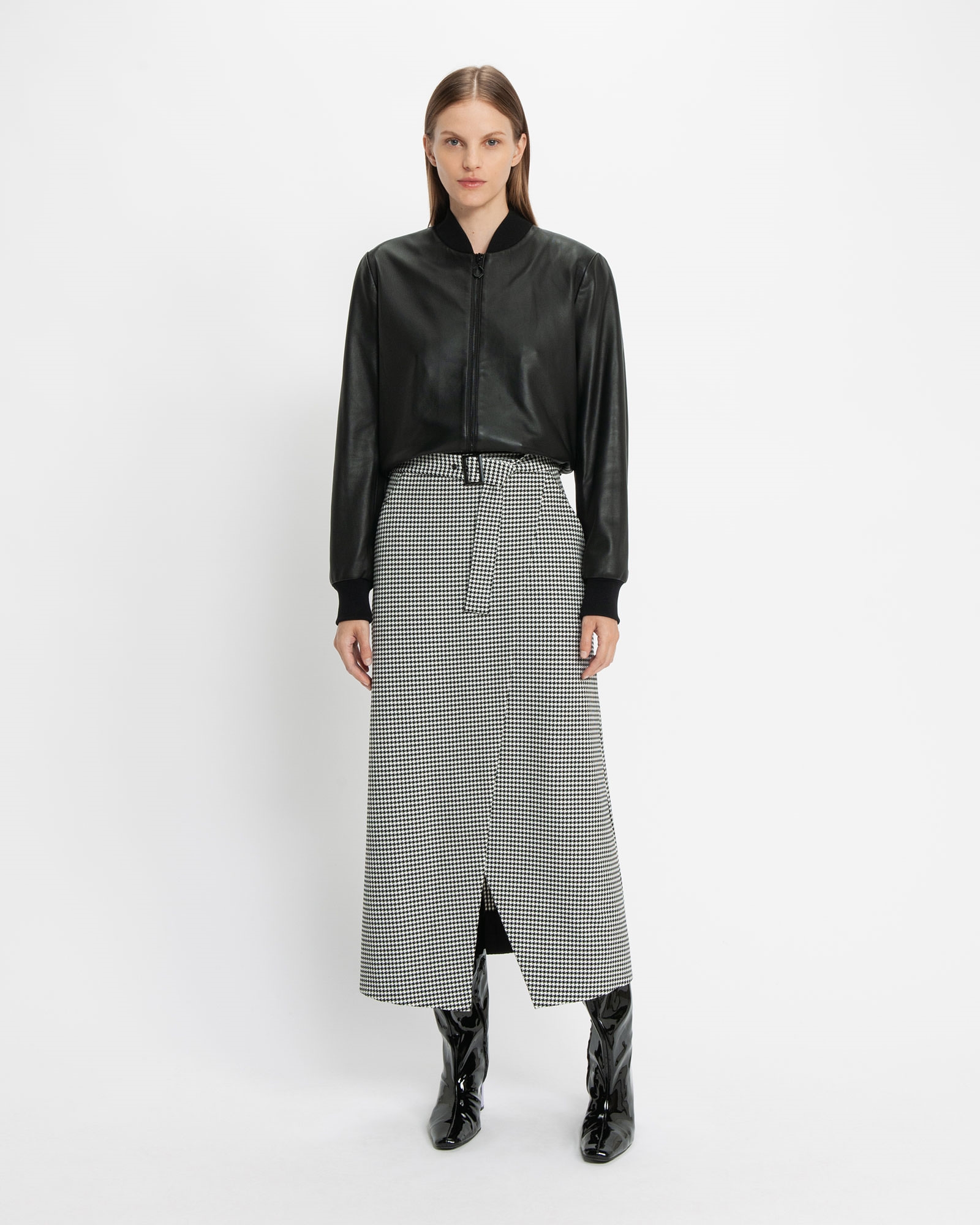 Skirts | Houndstooth Maxi Skirt | 988 Black/White