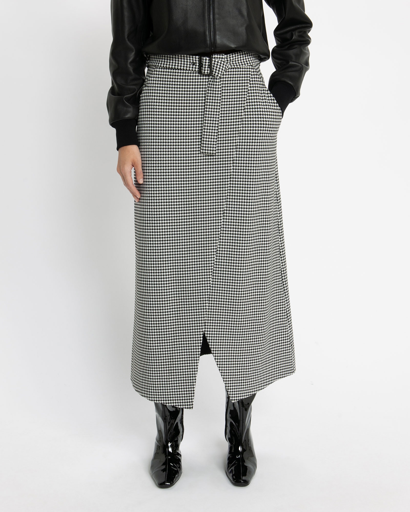 Skirts | Houndstooth Maxi Skirt | 988 Black/White
