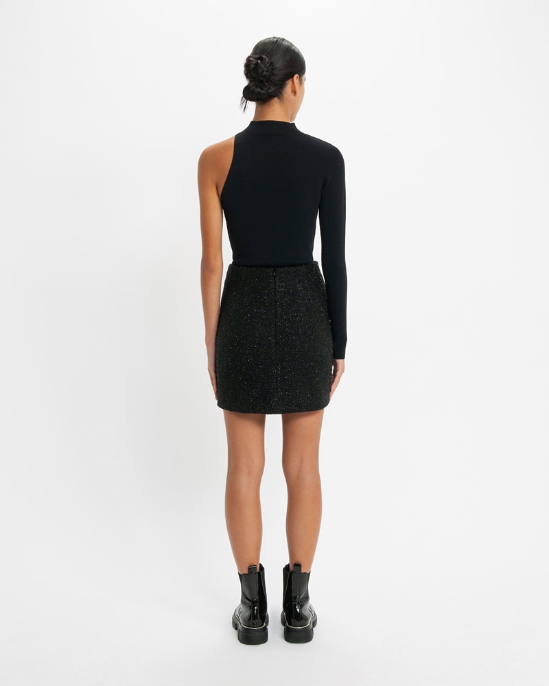 New Arrivals  | Metallic Tweed Mini Skirt | 990 Black