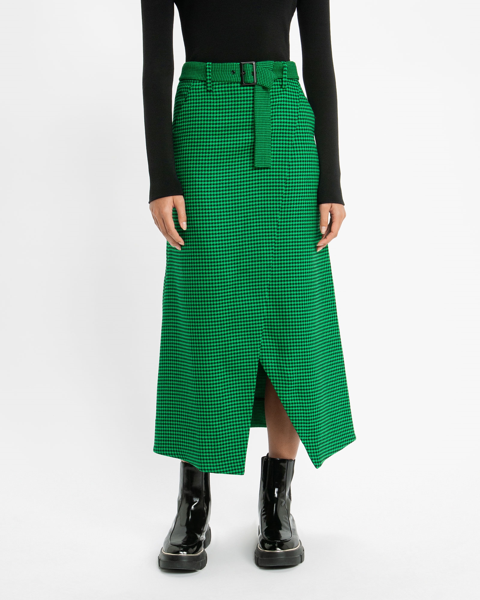 Skirts  | Houndstooth Maxi Skirt | 374 Vivid Green