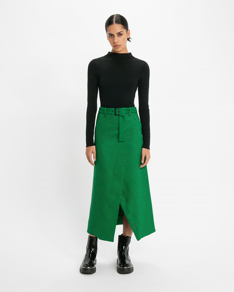 Skirts | Houndstooth Maxi Skirt | 374 Vivid Green